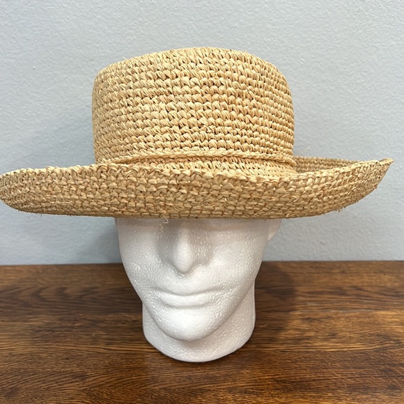 Scala Collezione Breton Hat Raffia Straw 3”Brim Natural Color One Size Fits Most - Picture 2 of 7